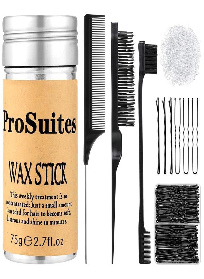 ProSuites Black Bobby Pins for Women with Hair Wax Stick Slick Back Hair Brush Clear Hair Elastics for Women Teen Girls Kids - Image 1